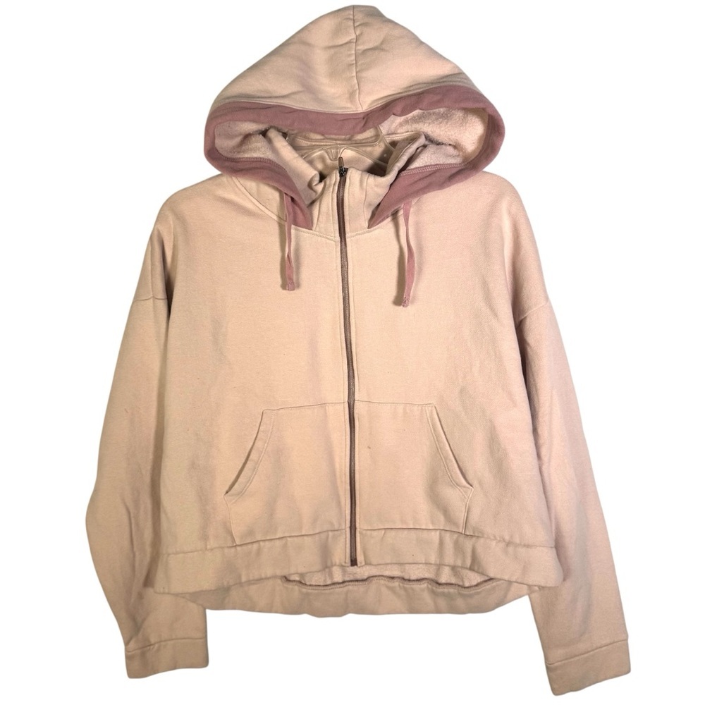 Fabletics x Demi Lovato Pink Cropped Full Zip Hoodie Sweatshirt Women’s L